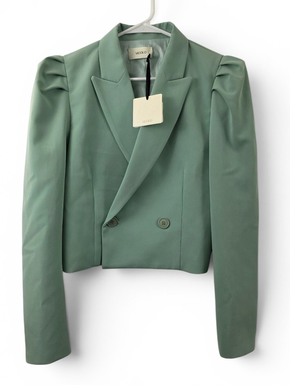 NWT Vicolo Crop Single Breasted Blazer Balloon Sleeve Professional Jacket Medium - Picture 8 of 8